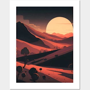 Stunning red landscape minimalist art Posters and Art